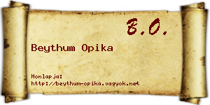 Beythum Opika névjegykártya